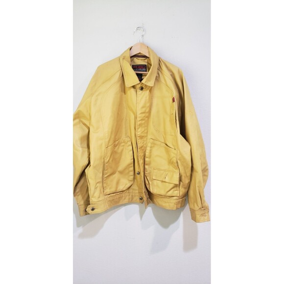 FUBU Gold Technology Waxed Denim Jacket Men's Size XXL 90s Utility Heavyweight
